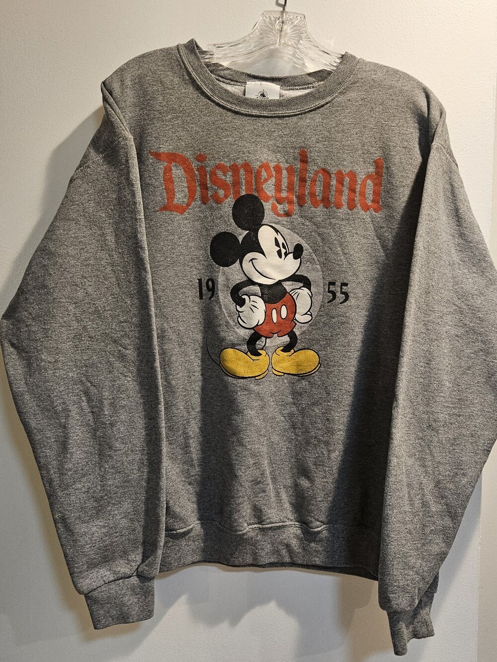 Disney Grey Crewneck Sweatshirt with Mickey Graphic Sz Large EUC